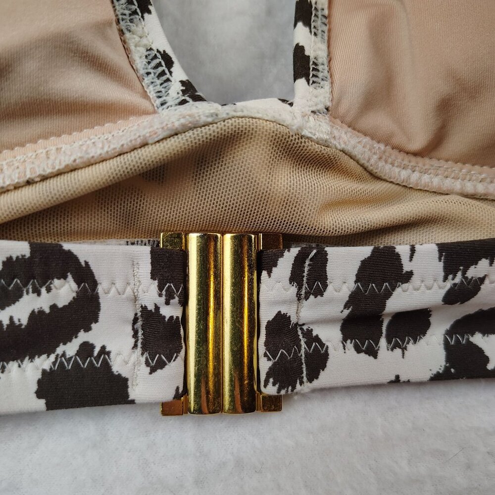 J Crew Animal Print Bikini Bathing Suit Top Sz Large - Picture 3 of 7